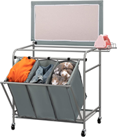 Chariot à linge pliable avec roulettes, structure métallique, séchoir à linge, chariot utilitaire pour l'entretien des vêtements à domicile