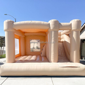 Château gonflable blanc avec toboggan, articles de location pour événements, combo château gonflable et toboggan avec piscine - Product Image 5