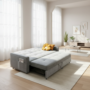 أريكة زاوية على شكل حرف L قابلة للتحويل إلى سرير مع تخزين قابل للسحب، أثاث عصري لغرفة المعيشة من القماش - Product Image 4