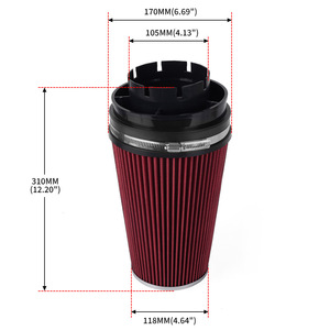 High Flow Air Intake Filter 102mm Dry Red Black Blue For Car Upgrade Retrofit 170x310mm - Product Image 2
