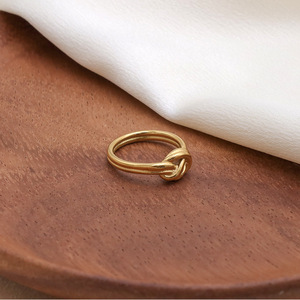 Trendy <b>Titanium</b> Steel Knotted Gold <b>Ring</b> For Women Simple Light Luxury Fashion Jewelry Gift Round Geometric Shape - Product Image 4