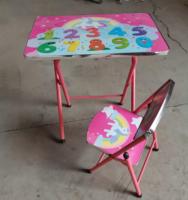Ensemble de table et chaise d'étude pliables pour enfants, design de dessin animé adorable, en plastique asiatique, pour l'école