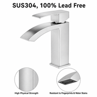 Robinet cascade en acier inoxydable SUS304 sans plomb, eau chaude et froide, pour lavabo, mitigeur monotrou, usine de Kaiping