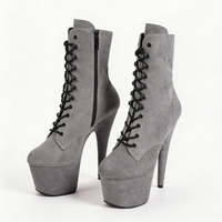 Bottes de pole dance classiques en faux daim, rehaussantes, plateforme épaisse de 17 cm, à lacets, chaussures montantes, automne/hiver, logo personnalisé