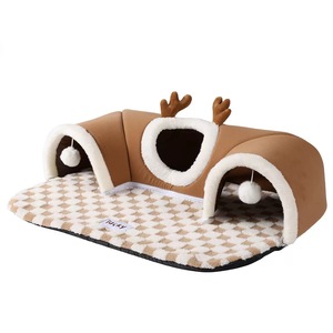 מיטת חתולים בצורת מנהרה עם דוגמא מצוירת, ניתנת לכביסה, חמימה בחורף, מחבוא לחתולים, בית חתולים סגלגל סגור, מזרן לחתולים לכל עונות השנה - Product Image 5