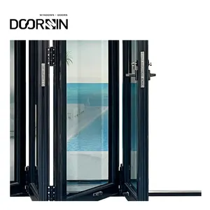 Customizable Combination Doors Windows Arch Top Grill Design Accordion Aluminum Folding Doors Exterior