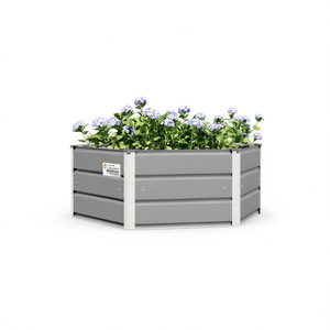 Jardinera de Acero Gris Claro de 50.79 x 50.79 x 17.72 Pulgadas, Cuadrada, Moderna, para Flores, con Recubrimiento en Polvo Resistente - Product Image 1