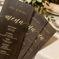 Cartes de menu de mariage et numéros de table personnalisés découpés au laser pour mariage