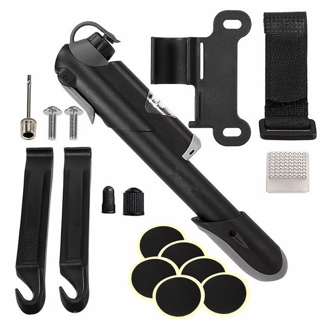 Mini Bike Pump with Gauge, Portable Hand Air Pump for Presta & Schrader Valves, High Pressure Bicycle Tire Pump