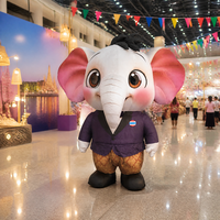 Mascotte géante gonflable en tissu durable de qualité commerciale, motif éléphant de dessin animé, sur mesure pour événements de grand ouverture