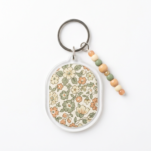 Portachiavi Ovale in Acrilico con Stampa UV, Motivo Floreale, <span class=keywords><strong>Regalo</strong></span> Personalizzato per Donne - Product Image 1