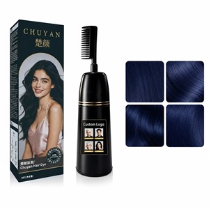Fácil de usar para todo tipo de cabello, pigmento capilar en crema negro natural con ingredientes orgánicos, peine incorporado, logotipo personalizado, larga duración - Product Image 1