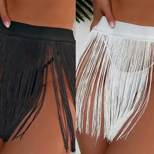 European and American style spring/summer beach tassel mini <b>skirt</b> swimsuit seaside vacation beach dress women's bikini cover-up - Product Image 2
