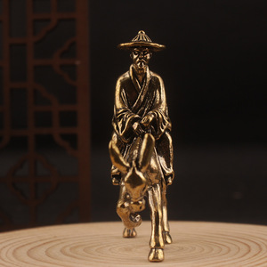 Sculpture en bronze de style antique, vieil homme monté sur un âne, figurine en laiton, décoration de table, maison, bureau, salon de thé, art - Product Image 2