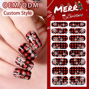 Desain baru 16 strip ramah lingkungan tidak beracun tahan lama mengkilap tipis Foil emas cap seni kuku stiker dekorasi Natal - Product Image 2