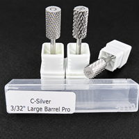 Fraise à ongles professionnelle en carbure de tungstène 3/32" à tête plate 3XC/4XC, forme baril large, outil de manucure pour le retrait de la poudre de trempage