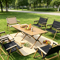 Table de pique-nique pliable et portable en acier au carbone thermolaqué, ultra-légère, disponible en plusieurs tailles, pour le camping en plein air