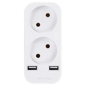 Interrupteur de prise murale électrique européenne 1vers 2 avec interrupteur de prise de terre avec USB - Product Image 1