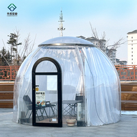 Dôme de tente igloo transparent pour café en plein air, restaurant, salon panoramique, repas en plein air, glamping, maison à bulles transparente