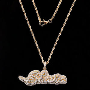 จี้ตัวอักษรโพรวองซ์แบบกำหนดเอง,สร้อยคอประดับเพชร18K สีเหลืองทองจี้ทรงฮิปฮอปหรูหราอุปกรณ์เสริมสำหรับปาร์ตี้ - Product Image 3