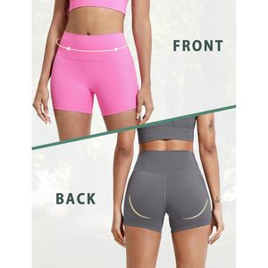 Shorts de sport pour femmes, taille haute, style cycliste, en Spandex, sans couture avant, pour yoga, gym, course et exercice, doux, lot de 2 - Product Image 2