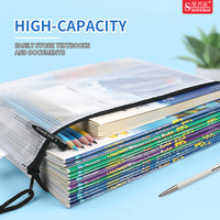 Sac de classement en maille PVC transparente multi-spécifications, pochette zippée étanche en plastique, fournitures de bureau, sacs pour documents