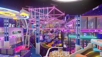 Parc d'attractions pour enfants HELLO CAT Commercial de 900 m², thème spatial, grands toboggans, jeux souples, équipement de terrain de jeux intérieur pour enfants, métal ABS, 1 an de garantie