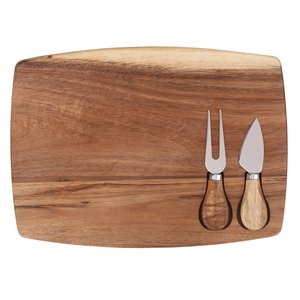 Juego de tablas de queso de madera con cuchillos Bandeja de queso de Acacia con utensilios para vino, charcutería y aperitivos de fiesta - Product Image 1