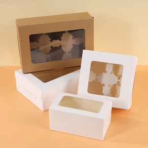 Logotipo personalizado Respetuoso con el medio ambiente, caja de pastel de papel Kraft desechable Caja de embalaje de alimentos de panadería con manija de ventana/ - Product Image 3