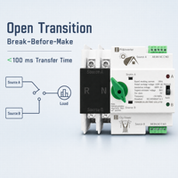 Commutateur de transfert automatique monophasé ATS 2P 100A 230V double alimentation 6kA Classe PC pour onduleur solaire photovoltaïque sur rail DIN