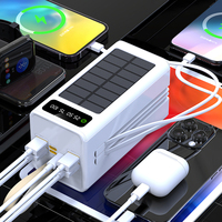 Batterie externe solaire 60000mAh avec câbles intégrés, charge rapide PD 22.5W, 4 ports USB, écran LCD - Chargeur portable universel