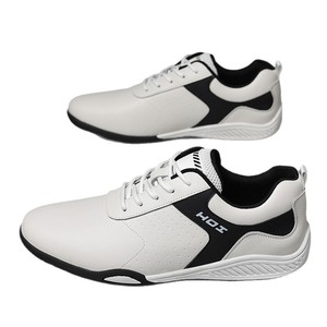 Chaussures de marche Hoi en cuir véritable, bout rond, lacets, doublure en maille respirante, semelle extérieure en caoutchouc, baskets décontractées blanches pour hommes - Product Image 5