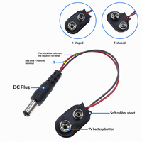 Connecteur de batterie 9V avec fils de 15 cm, support de batterie en cuir ABS de type T/I, pinces souples et rigides