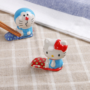 Porta Palillos de Cerámica Azul Glaseado Clásico, con Diseño de Gato Adorable, Estilo Animado para Mesa de Comedor, Decoración Divertida para el Hogar, Estilo Japandi, Nuevo Compañero Favorito - Product Image 3