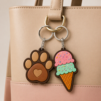 Porte-clés en PVC personnalisé pas cher avec un design amusant de pendentif en forme de crème glacée pour les récompenses en classe, les fournitures scolaires