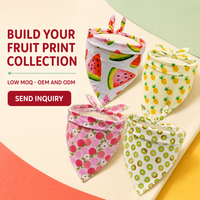 Foulard réfléchissant réversible en coton personnalisé pour animaux de compagnie, motif fruits, triangle, avec nœud, vente en gros pour boutiques