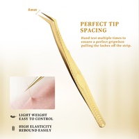 Pinces à cils en gros, pinces à cils dorées à pointe fine en acier inoxydable, fournisseur de pinces à cils pour extensions de cils, logo privé, outils pour cils