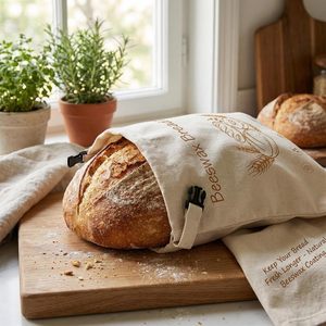 Sac de conservation du pain en coton XL avec revêtement en cire d'abeille, réutilisable, pour pain frais et pain au levain maison - Product Image 3