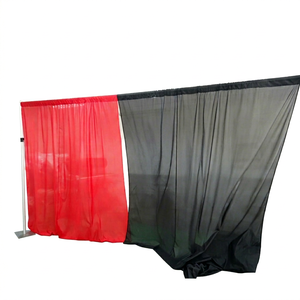 Extendable Pipe and Drape with Black and Red Curtains Wedding <b>Backdrop</b> <b>Stand</b> supplies - Product Image 1