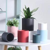 Pot de fleur en céramique de style européen émaillé plateau de plantes vertes circulaire créatif utilisation de jardin intérieur ensemble de maison personnalisé simple