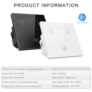 Interrupteur mural intelligent pour ventilateur, commande à distance via l'application Tuya WiFi, interrupteur tactile pour ventilateur <span class=keywords><strong>de</strong></span> plafond, compatible avec Alexa et Google Home <span class=keywords><strong>Assistant</strong></span> - Product Image 4