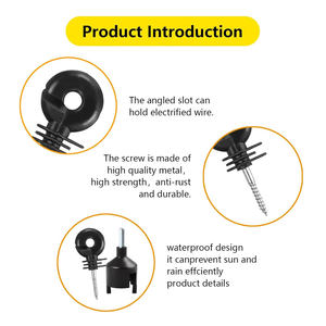 Aislador de anillo de valla eléctrica de plástico negro de material PP para poste de madera - Product Image 2