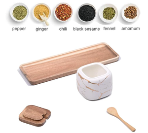 Prix de gros bidon de stockage des aliments 3 pièces bols à sucre ensemble de pots à café en céramique pot d'assaisonnement en céramique avec couvercle cuillère et plateau - Product Image 6