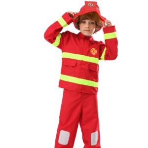 Costume de Cosplay pour Garçon, Ensemble 3 Pièces <span class=keywords><strong>Rouge</strong></span> à Manches Courtes en Polyester avec Chapeau et Pantalon, Idéal pour Halloween, Jeu de Rôle, Exercice de Secours, Style Américain - Product Image 3