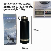 Bouteille d'eau portable pour chien 3-en-1 avec logo, 32 oz, en acier inoxydable à double paroi, isolée sous vide, anti-fuite et résistante aux chutes (12-24 mois)