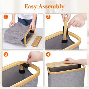 <b>Large</b> Capacity Folding for up to 12 Mega Rolls Bathroom Toilet Paper <b>Storage</b> Organizer <b>Basket</b> With Bamboo Lid - Product Image 4