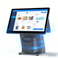 Sistema POS Android de Pantalla Táctil Dual de 15.6 Pulgadas, Dispositivo Todo en Uno, Caja Registradora de Metal, Impresora Térmica de 80 mm, para Panadería, Cafetería, Tienda de Dulces