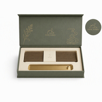 Confezione Regalo Artigianale Verde Foresta per Bastoncini d'Incenso del Ramadan con Laminazione Opaca, Packaging Rigido in Cartone Personalizzabile per Set di Incenso
