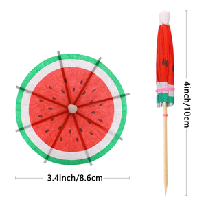 Piques à cocktail en forme <span class=keywords><strong>de</strong></span> pastèque, <span class=keywords><strong>parasol</strong></span>, 4 pouces, cure-dents pour boissons et aliments, cure-dents décoratifs pour fête - Product Image 3