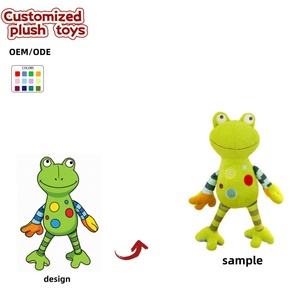 Peluche grenouille à pois personnalisée OEM/ODM - Grenouille en peluche colorée à pois avec membres rayés - Product Image 1